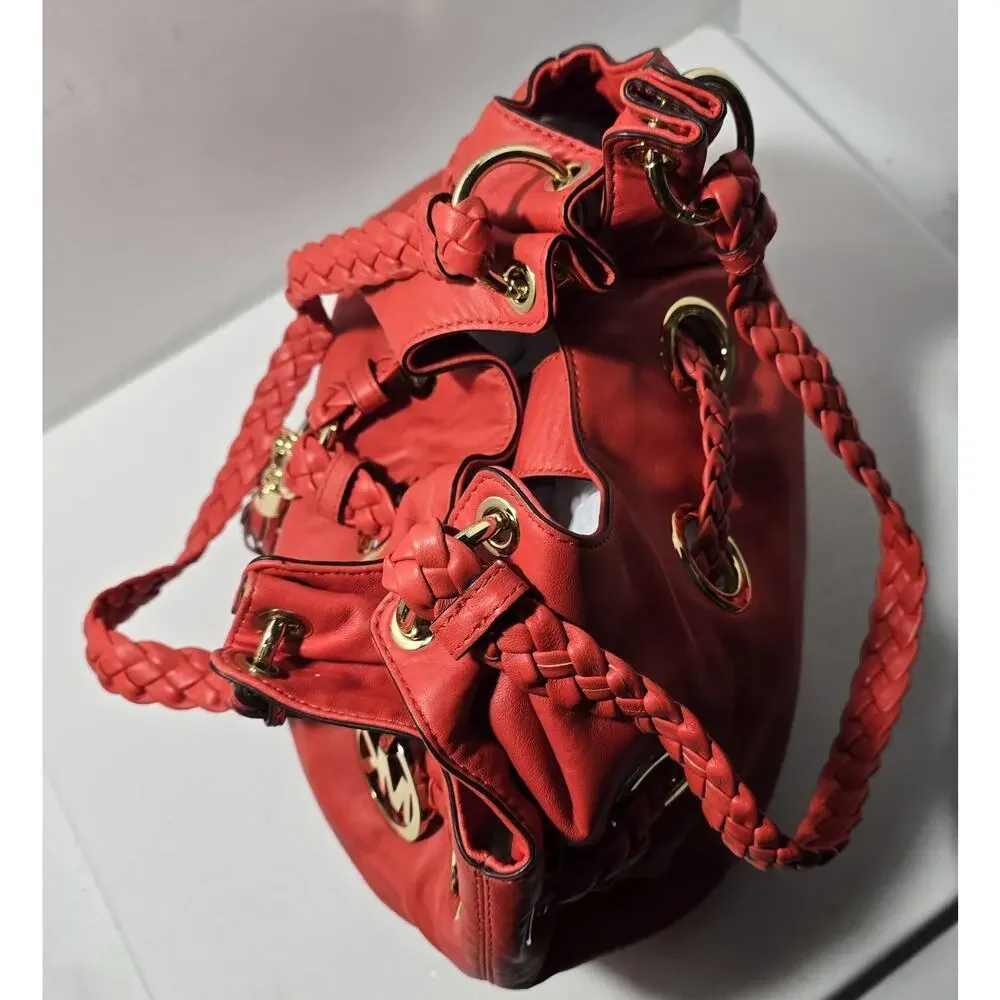 MICHAEL Michael Kors Braided Astor Large Shoulder Handbag/Tote in Orange Leather